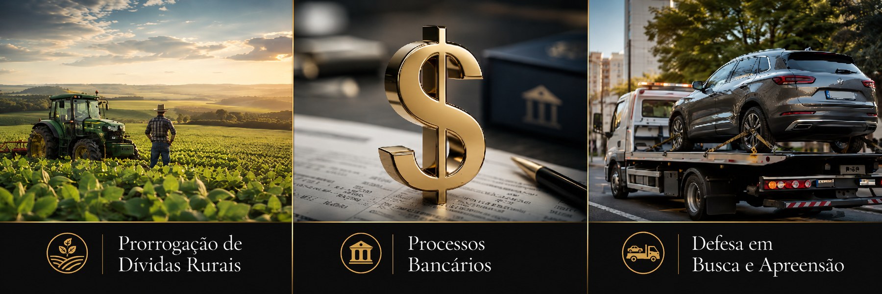 Áreas de atuação: prorrogação de dívidas rurais, processos bancários e defesa em busca e apreensão